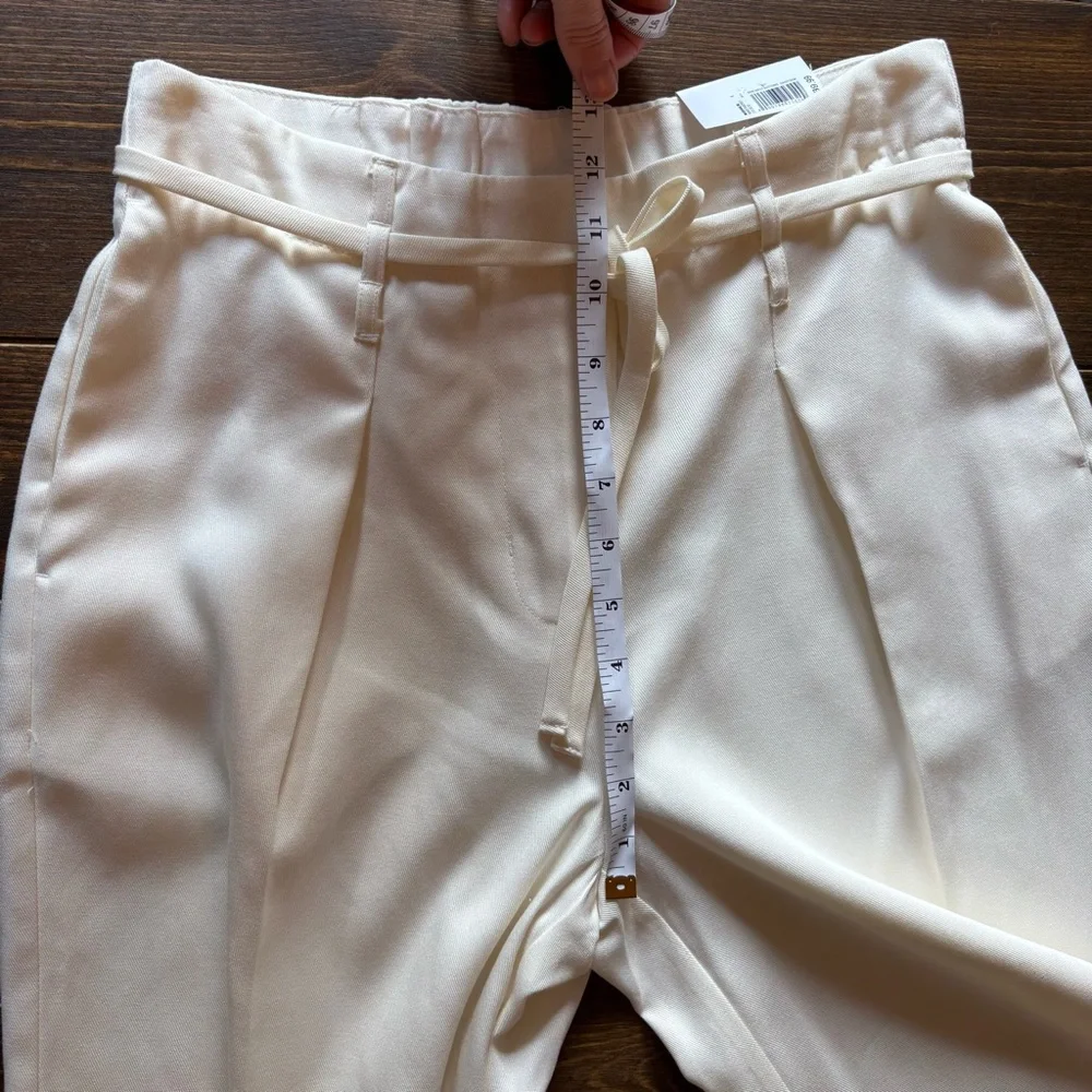 New with Tags! Nine West Tie Waist Wide Leg Crop Pants Cream Daisy Dew. Size 4 - Picture 9 of 12